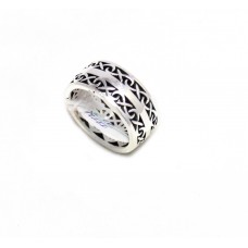 Mens Band Ring Silver Sterling 925 Unisex Jewelry Handmade Hand Engraved D897